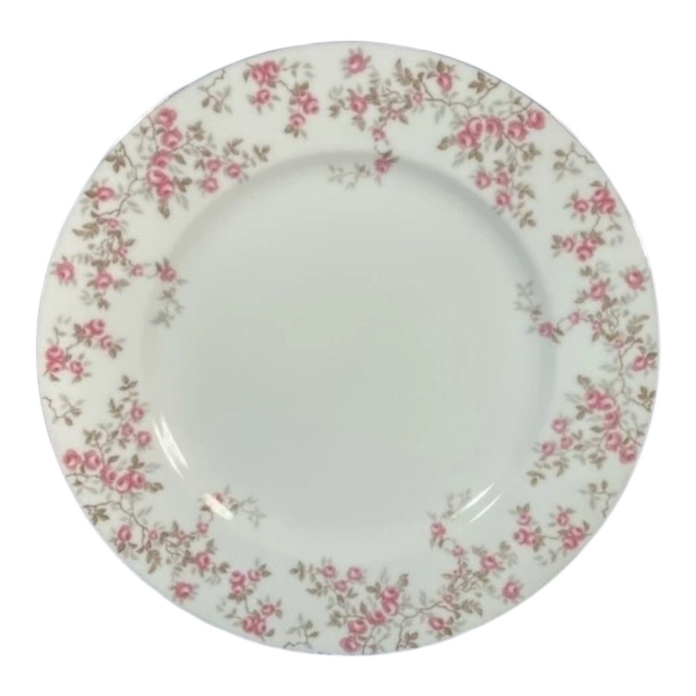 Vintage SANGO Pink Rose SOMERSET Dinner 10-1/2" Plate PLATINUM Trim JAPAN Flower